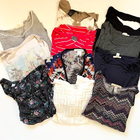Flowy Tops Bundle Lot‎ of 11 Shirts Womens Boxy and Oversized Fits - Picture 1 of 16